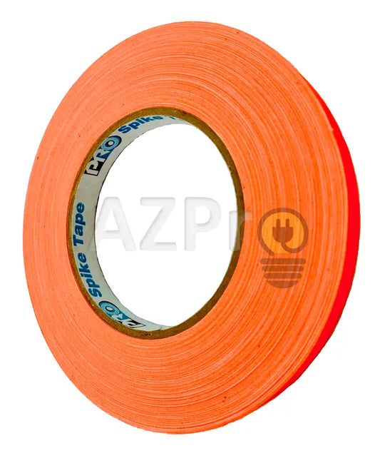 Cinta Gaffer Tape Fluorescente Spike 1/2 Pulgada (12 Milimetros Mm) X 41 Metros Mt Naranja Protapes