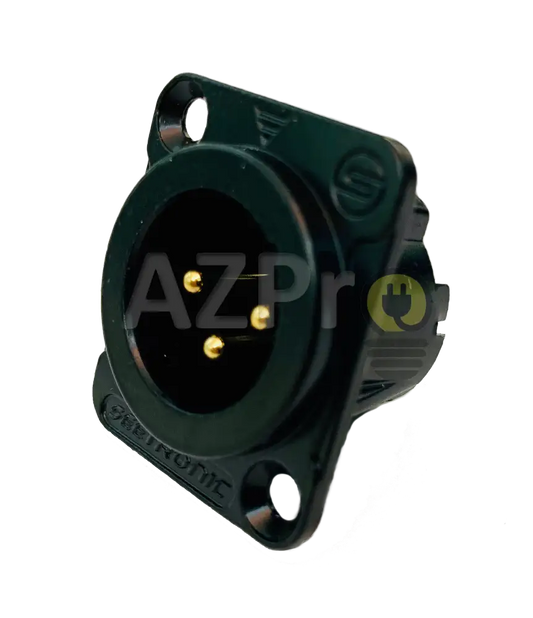 Conector Xlr 3 Pin Macho Chasis Negro Oro Nc3Mp Seetronic Electrónica > Audio Equipos Para Escenario