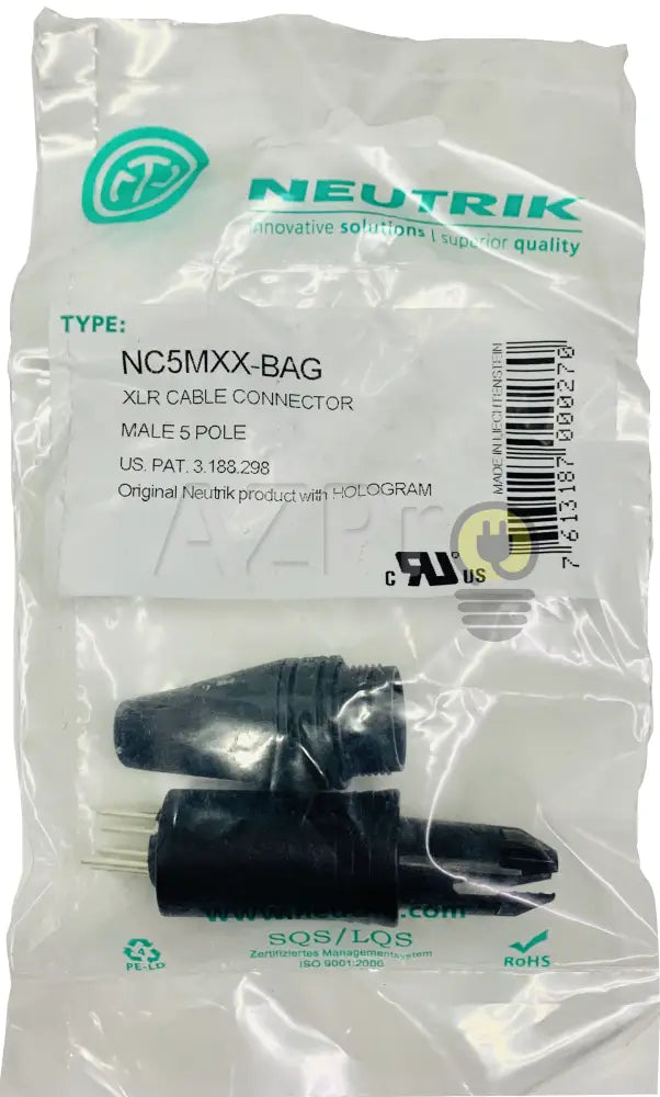 Conector Xlr 5 Pin Macho Linea Negro Plata Nc5Mxx Neutrik Electrónica > Audio Equipos Para Escenario