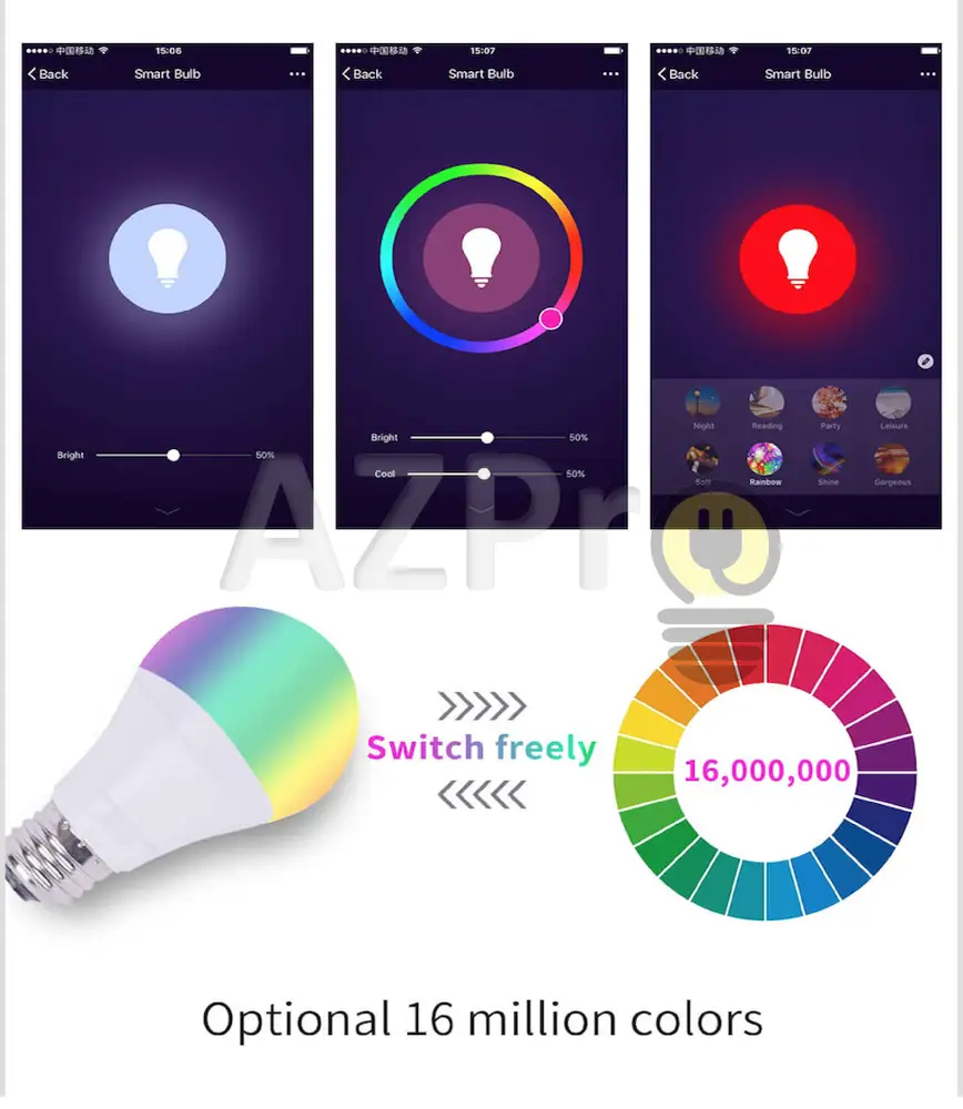 Foco Led Bulbo Inteligente 9W 120V Smart Bulb Rgb Wifi Azpro Casa Y Jardín > Iluminación Bombillas