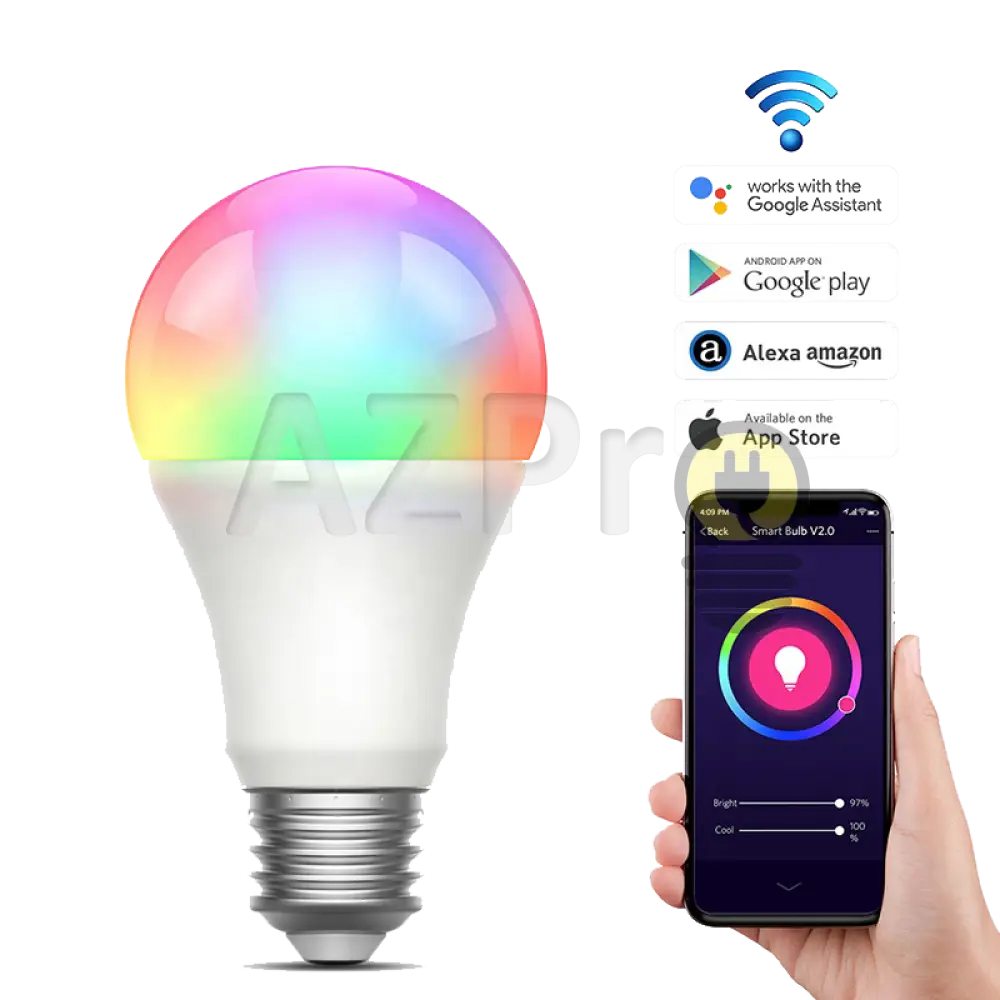 Foco Led Bulbo Inteligente 9W 120V Smart Bulb Rgb Wifi Azpro Casa Y Jardín > Iluminación Bombillas