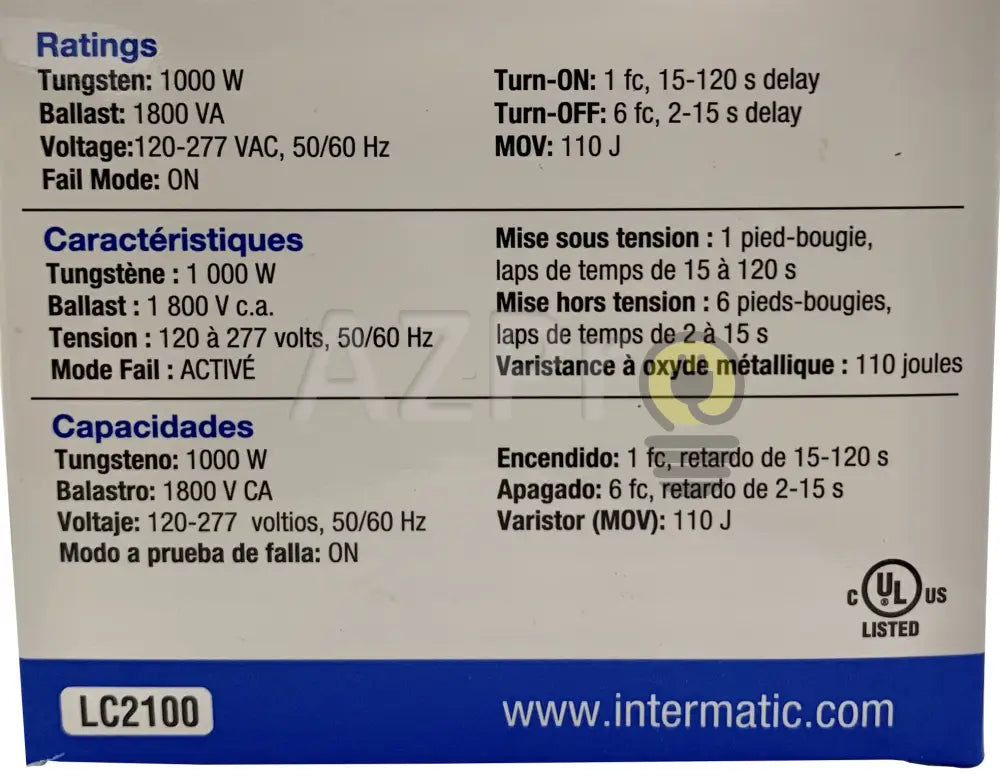 Fotocelda Solar 3 Pines Luminaria 120-277V Lc2100 Intermatic Azpro Electrónica > Audio Equipos Para