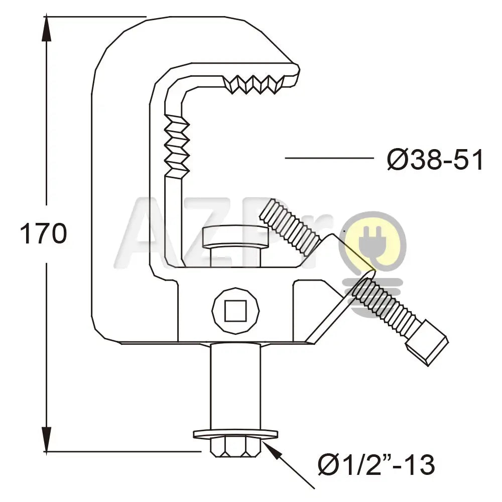 Mordaza Abrazadera Clamp de Hierro 100Kg 38 a 50mm C-06 Kupo Electrónica > Audio > Equipos para escenario