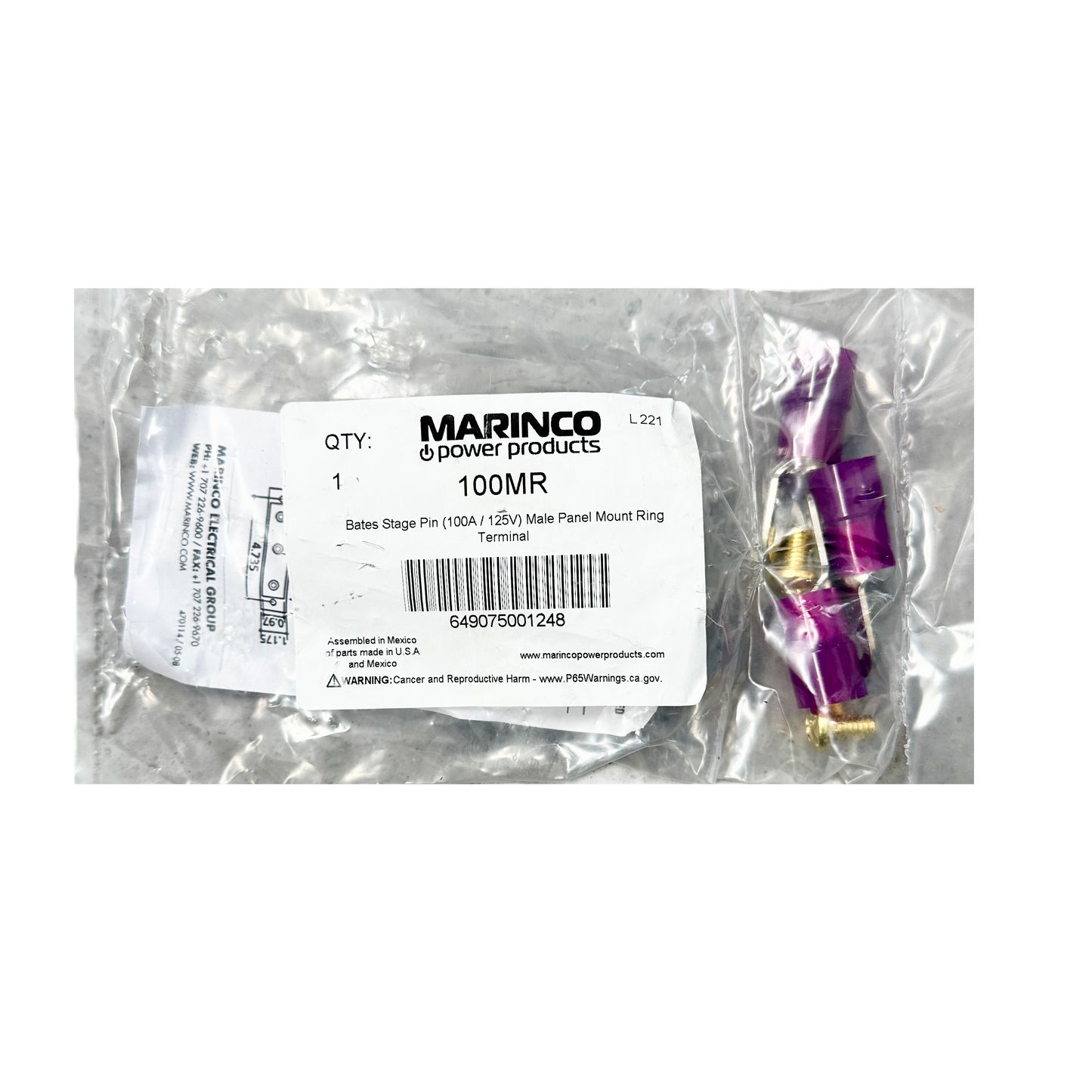 Conector Stage Pin Macho Chasis 100a 120V 100MR Marinco Bates