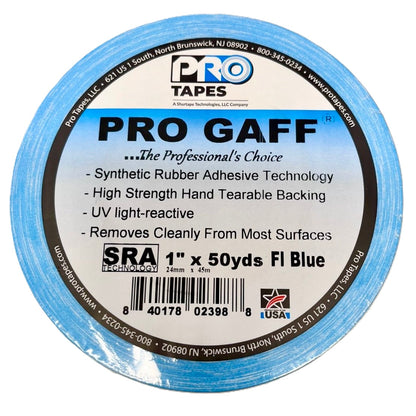 Cinta Gaffer Tape Fluorescente 1 Pulgada (24 Milimetros mm) X 46 Metros Mt Azul GAFF1FLBL Protapes Progaff