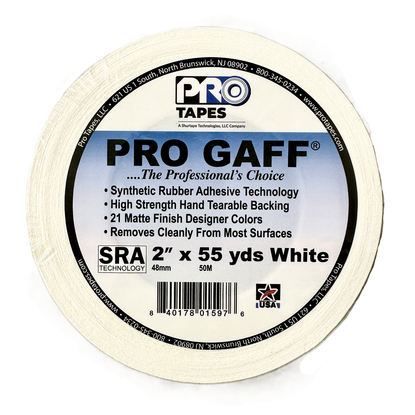 Cinta Gaffer Tape Mate 2 Pulgadas (48 Milimetros Mm) X 55 Metros Mt Blanca GAFF2CLW Protapes Progaff