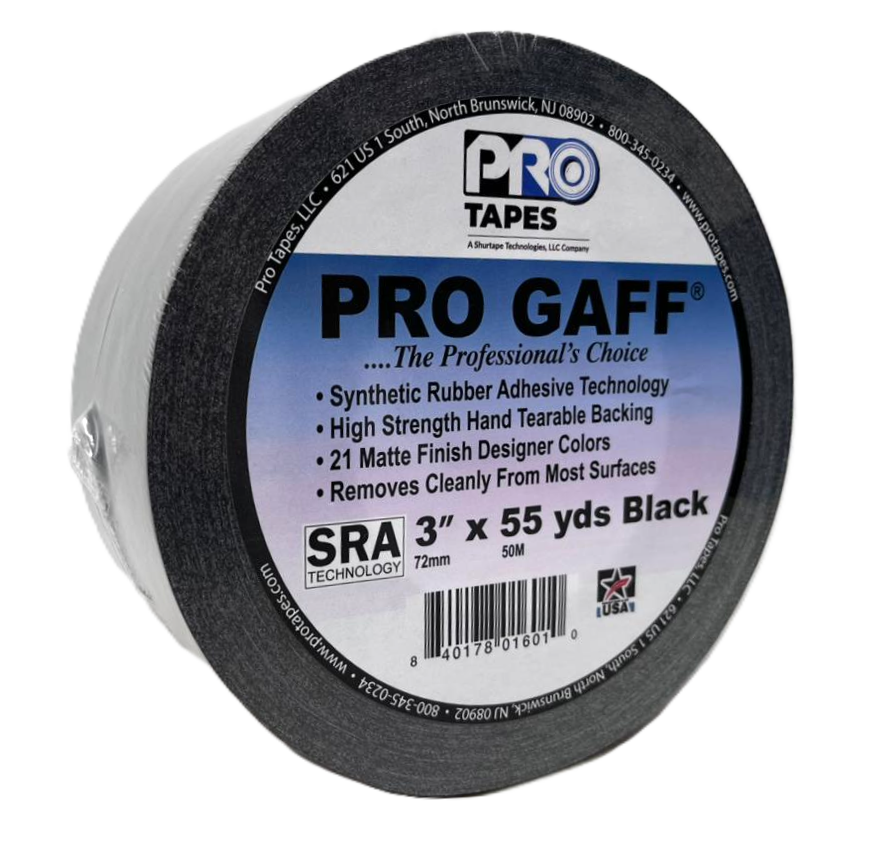 Cinta Gaffer Tape Mate 3 Pulgadas (72 Milimetros Mm) X 50 Metros Mt Negro GAFF3BK Protapes Progaff