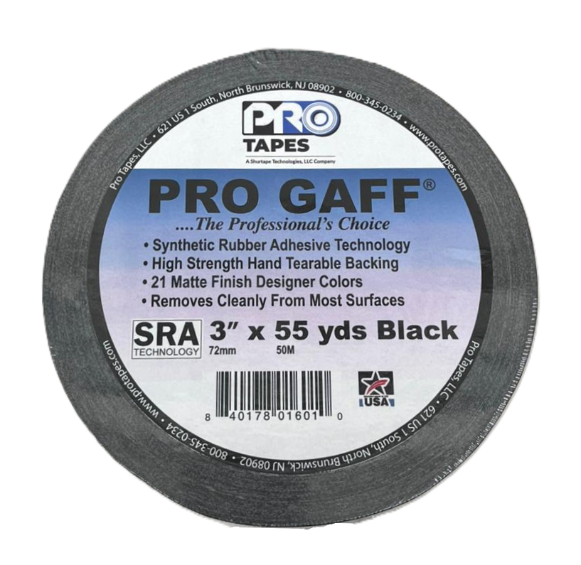 Cinta Gaffer Tape Mate 3 Pulgadas (72 Milimetros Mm) X 50 Metros Mt Negro GAFF3BK Protapes Progaff