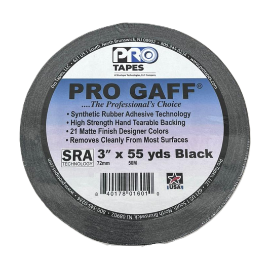 Cinta Gaffer Tape Mate 3 Pulgadas (72 Milimetros Mm) X 50 Metros Mt Negro GAFF3BK Protapes Progaff