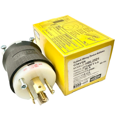 Conector Clavija Twist Lock Macho 20a 277-480v L22-20R HBL2521 Hubbell