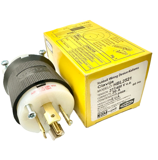 Conector Clavija Twist Lock Macho 20a 277-480v L22-20R HBL2521 Hubbell