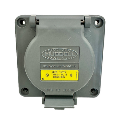 Conector Receptaculo Twist Lock 30a 125v L5-30R Con Tapa Intemperie HBL2610SW Hubbell