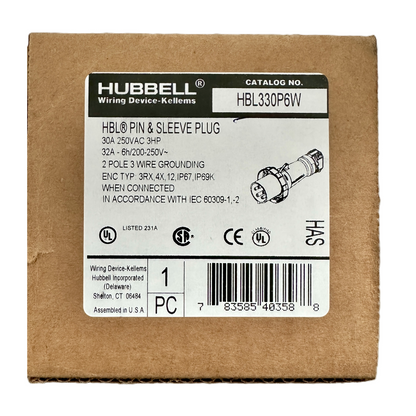Conector Clavija Pin and Sleeve Linea Macho 30a 250v HBL330P6W Hubbell