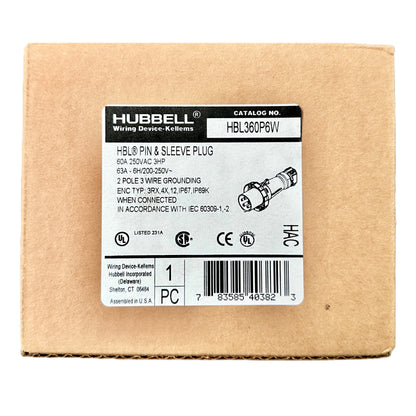 Conector Clavija Pin and Sleeve Linea Macho 60a 250v HBL360P6W Hubbell