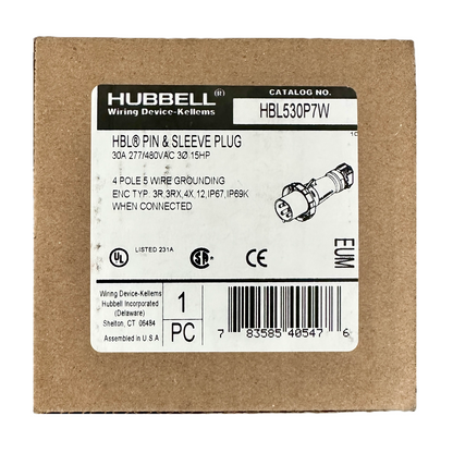 Conector Clavija Pin and Sleeve Linea Macho 30a 277-480v HBL530P7W Hubbell
