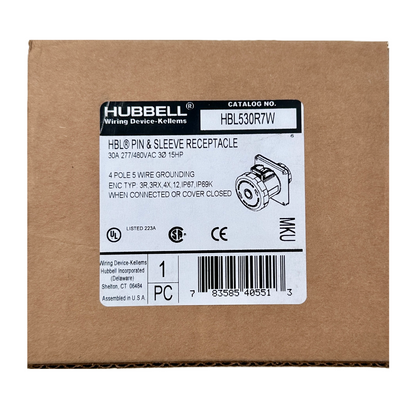 Conector Receptaculo Pin and Sleeve Chasis Hembra 30a 277-480v HBL530R7W Hubbell