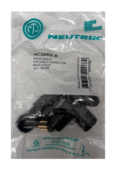 Conector Xlr 3 Pin Macho Linea Angular Negro Oro NC3MRX-B Neutrik