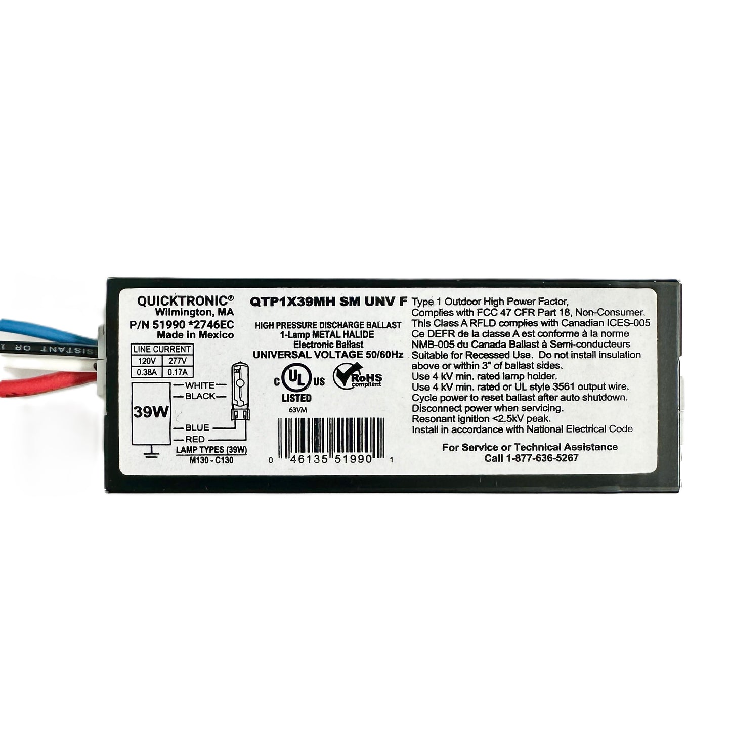 Balastro Foco Descarga QTP1x39MH/SM UNV F CDM-HCI 35w a 39w Philips