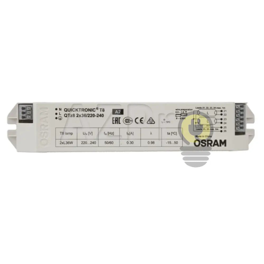 Balastro Foco Fluorescente T8 QTZ8 2X36W 220-240V 4008321863324 Osram - Electrónica > Audio > Equipos para escenario