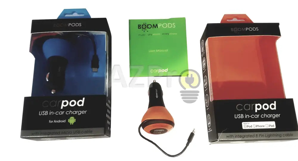 Cargador Auto Usb 3 Salidas Naranja Car Charger Boompods Electrónica > Audio Equipos Para Escenario