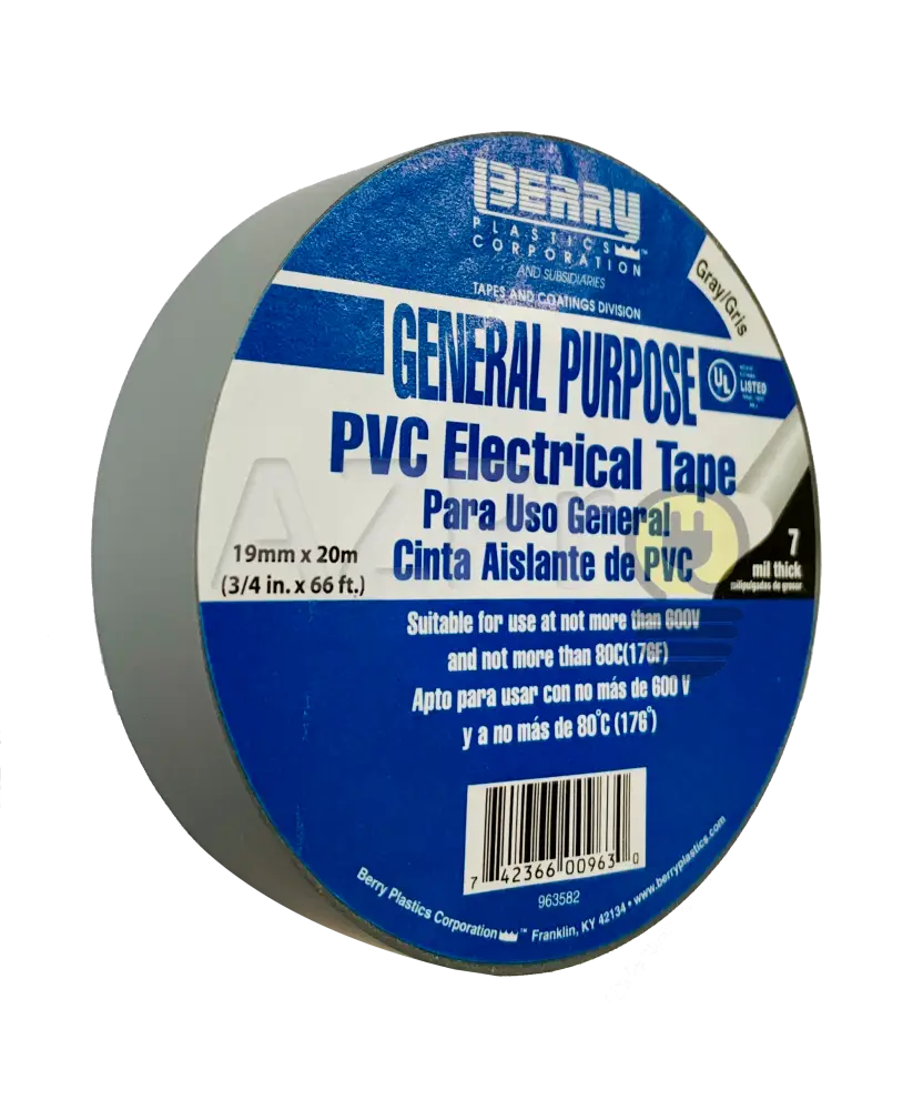 Cinta Aislante Electrica Pvc Aislar 19 Milimetros Mm X 20 Metros Mt Adhesiva Gris Berry Electrónica