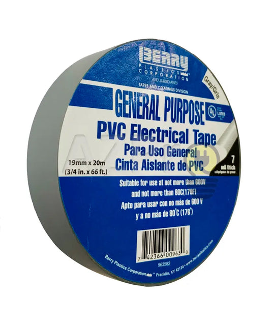 Cinta Aislante Electrica Pvc Aislar 19 Milimetros Mm X 20 Metros Mt Adhesiva Gris Berry Electrónica