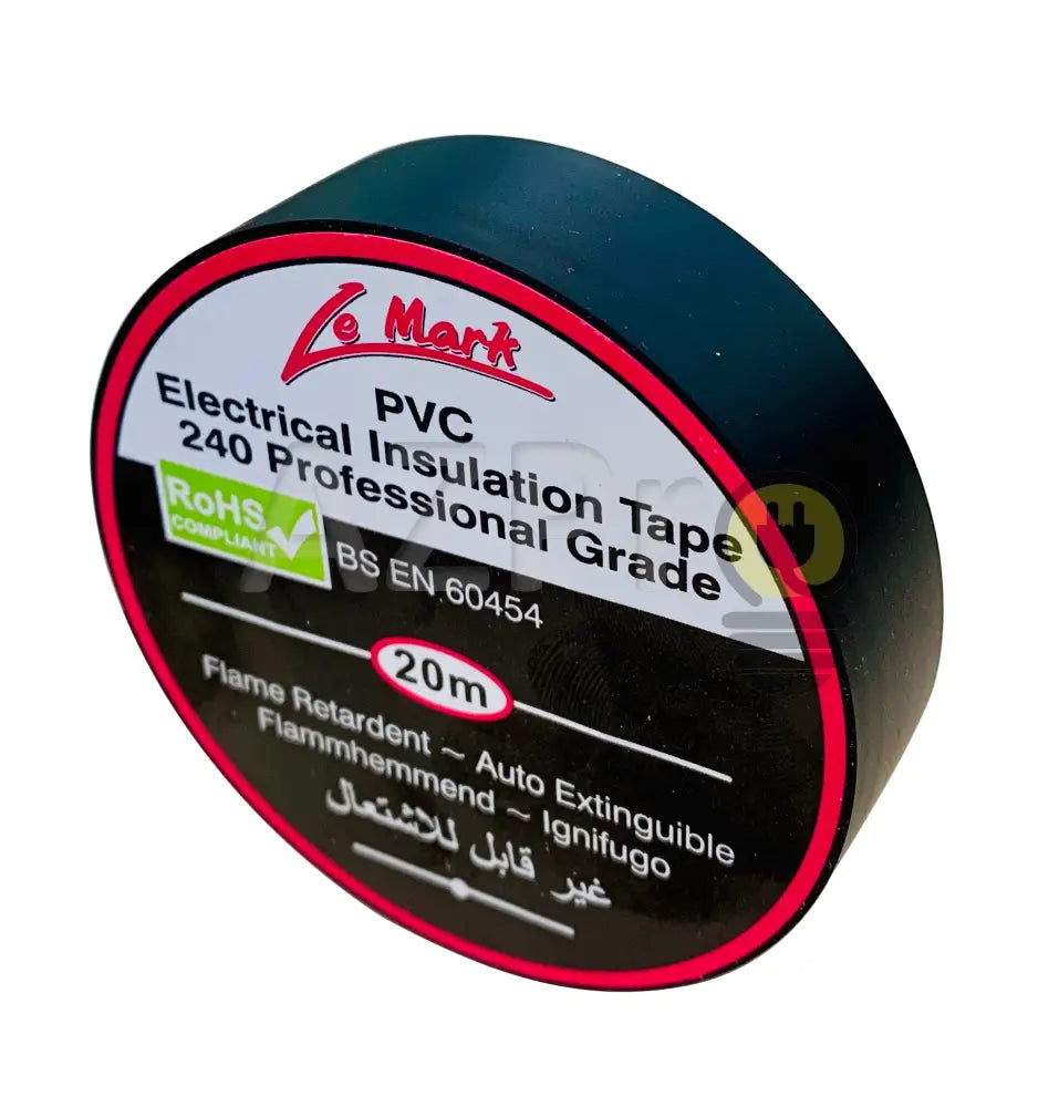Cinta Aislante Electrica Pvc Aislar 19 Milimetros Mm X 20 Metros Mt Adhesiva Negra Lemark