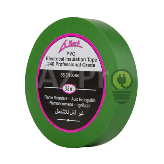 Cinta Aislante Electrica Pvc Aislar 19 Milimetros Mm X 33 Metros Mt Adhesiva Verde Lemark