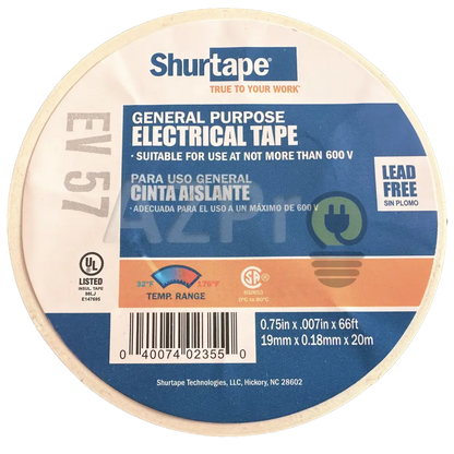 Cinta De Aislar Electrica Pvc Aislante 19Mm X 20Mt Blanca Shurtape Electrónica > Audio Equipos Para