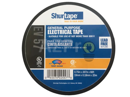 Cinta De Aislar Electrica Pvc Aislante 19Mm X 20Mt Negra Shurtape Electrónica > Audio Equipos Para