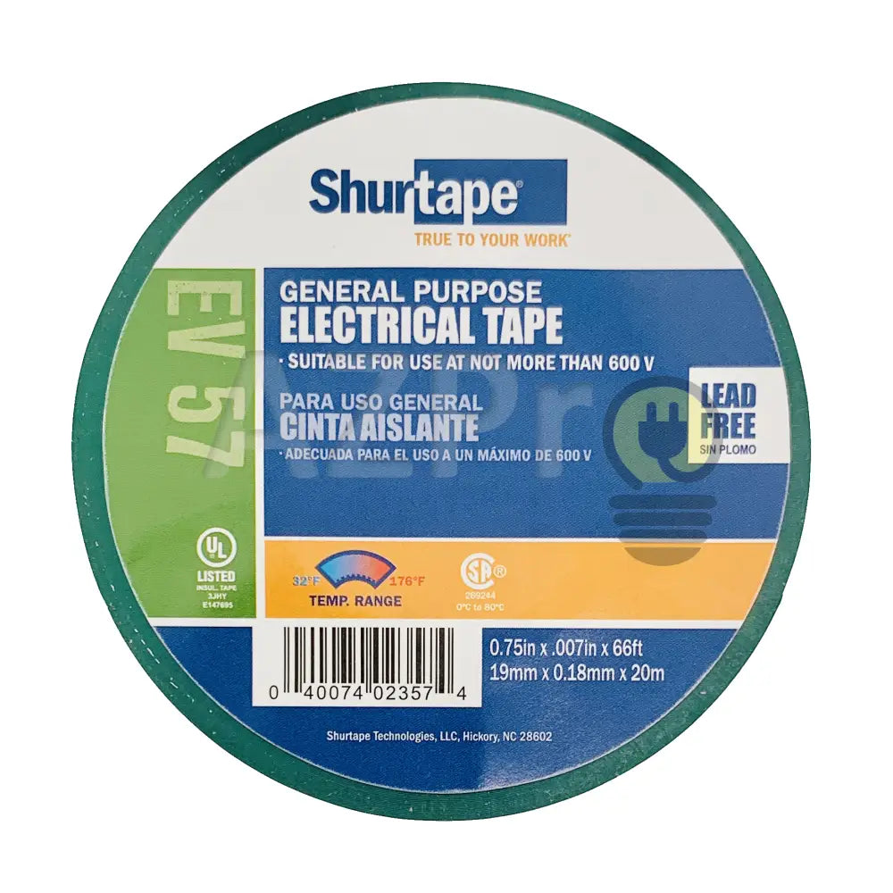 Cinta De Aislar Electrica Pvc Aislante 19Mm X 20Mt Verde Shurtape Electrónica > Audio Equipos Para