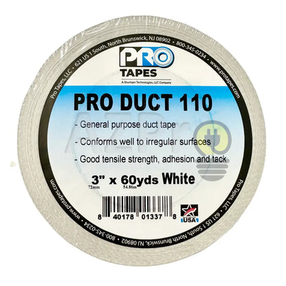 Cinta Ducto 3 Pulgadas (72mm) x 54 Metros Duct Tape Blanca PRO110WH3 Protapes - Electrónica > Audio > Equipos para