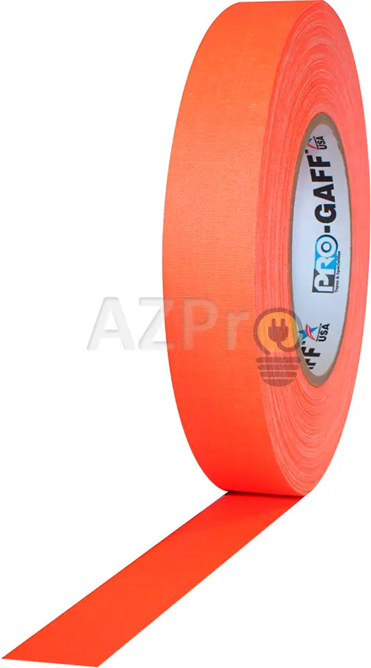 Cinta Gaffer Tape Fluorescente 1 Pulgada (24 Milimetros Mm) X 46 Metros Mt Naranja Protapes Progaff