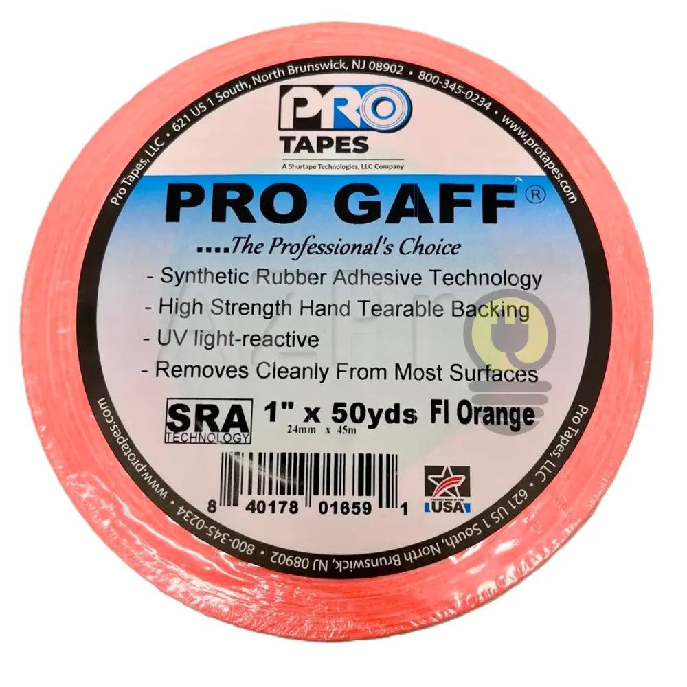Cinta Gaffer Tape Fluorescente 1 Pulgada (24 Milimetros mm) X 46 Metros Mt Naranja GAFF1FLO Protapes Progaff