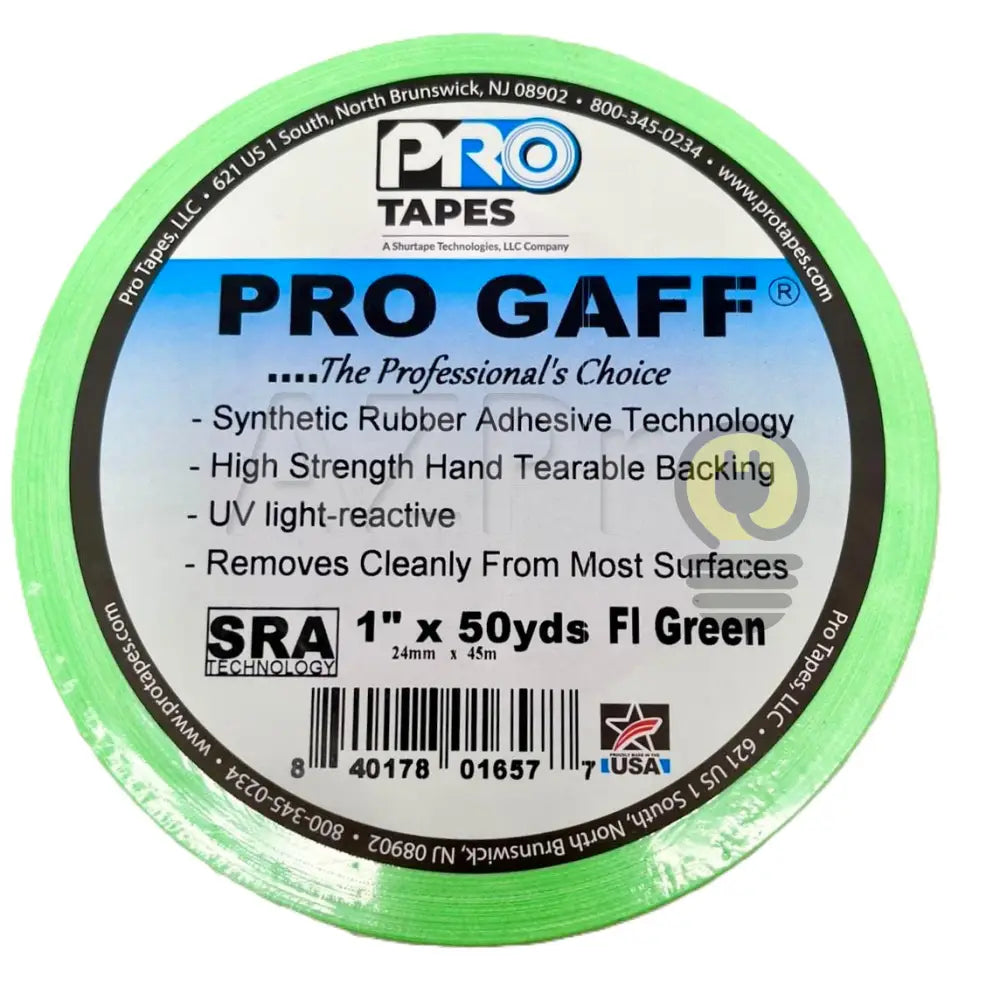 Cinta Gaffer Tape Fluorescente 1 Pulgada (24 Milimetros mm) X 46 Metros Mt Verde GAFF1FLGN Protapes Progaff