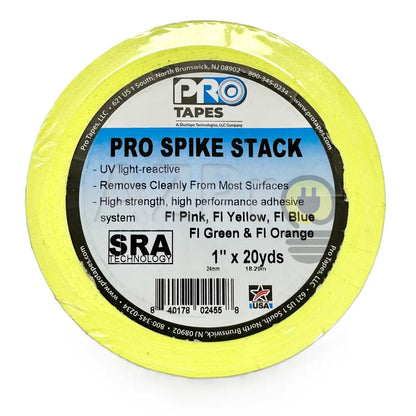 Cinta Gaffer Tape Fluorescente Pro Spike Stack 1 Pulgada (24 Milimetros Mm) X 18 Metros Mt 5 Colores SPIKE-STACK