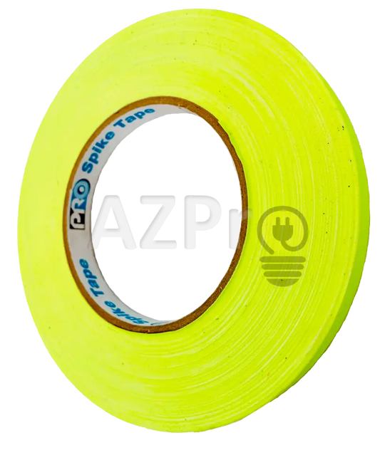 Cinta Gaffer Tape Fluorescente Spike 1/2 Pulgada (12 Milimetros Mm) X 41 Metros Mt Amarillo Protapes