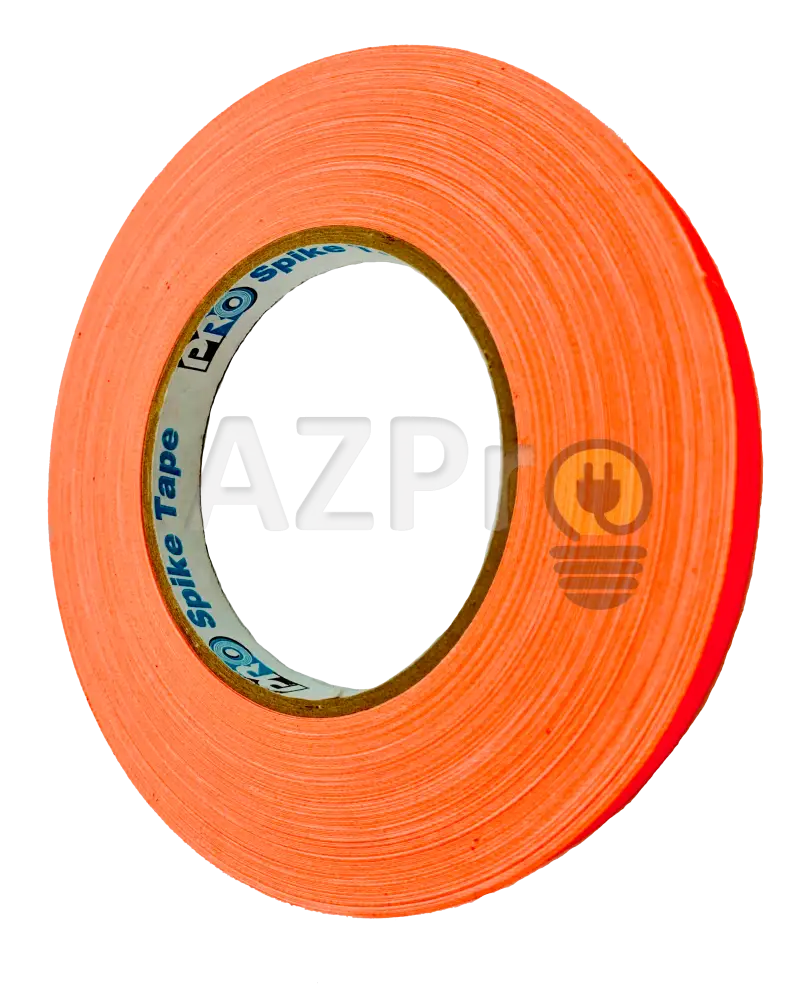 Cinta Gaffer Tape Fluorescente Spike 1/2 Pulgada (12 Milimetros Mm) X 41 Metros Mt Naranja Protapes