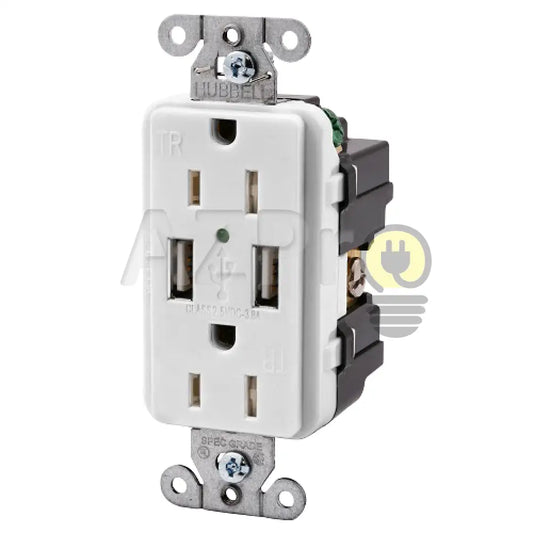 Conector Usb15X2W 15A 125V 2 Usb Blanco 5-15R Hubbell Electrónica > Audio Equipos Para Escenario
