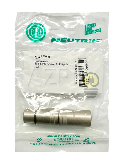 Conector Adaptador Xlr Hembra 3 pines a Xlr Macho 5 pines NA3F5M Neutrik - Electrónica > Audio > Equipos para escenario