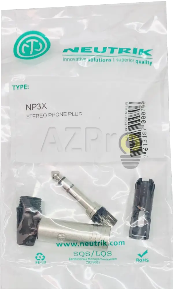 Conector Jack Phone Plug 1/4 Pulgada 6.3 Mm Np3X Neutrik Electrónica > Audio Equipos Para Escenario