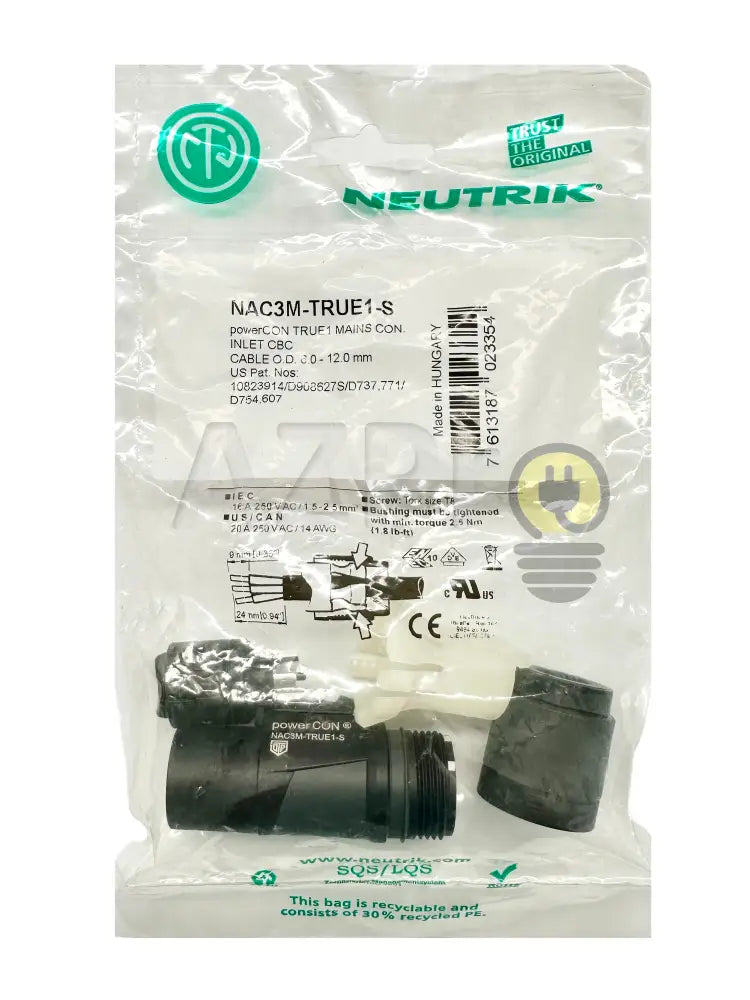 Conector Powercon IP65 Macho Power Out NAC3M-TRUE1-S Neutrik - Electrónica > Audio > Equipos para escenario