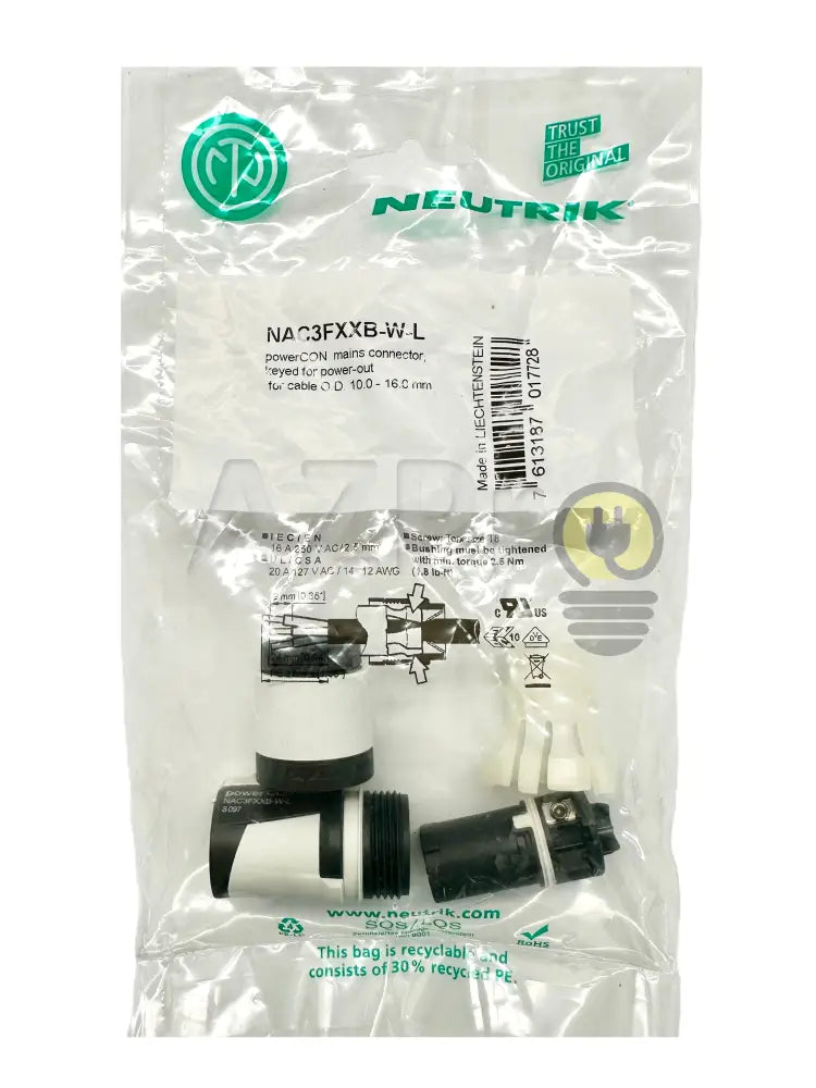 Conector Powercon Linea Hembra Ancho Power Out NAC3FXXB-W-L Neutrik - Electrónica > Audio > Equipos para escenario