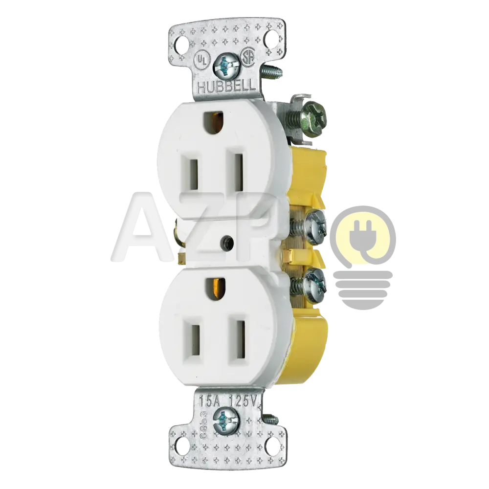 Conector Receptaculo Contacto Duplex 15A 125V 5-15R Blanco Hubbell Electrónica > Audio Equipos Para