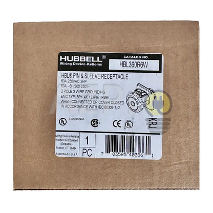 Conector Receptaculo Pin and Sleeve Chasis Hembra 60a 250v HBL360R6W Hubbell - Electrónica > Audio > Equipos para