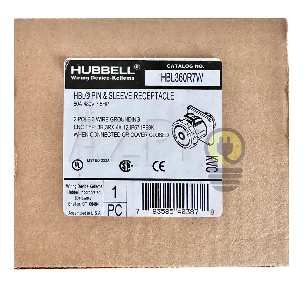 Conector Receptaculo Pin and Sleeve Chasis Hembra 60a 480v HBL360R7W Hubbell - Electrónica > Audio > Equipos para