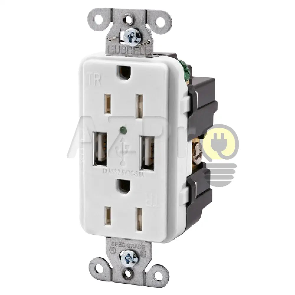 Conector Usb15X2W 15A 125V 2 Usb Blanco 5-15R Hubbell Electrónica > Audio Equipos Para Escenario