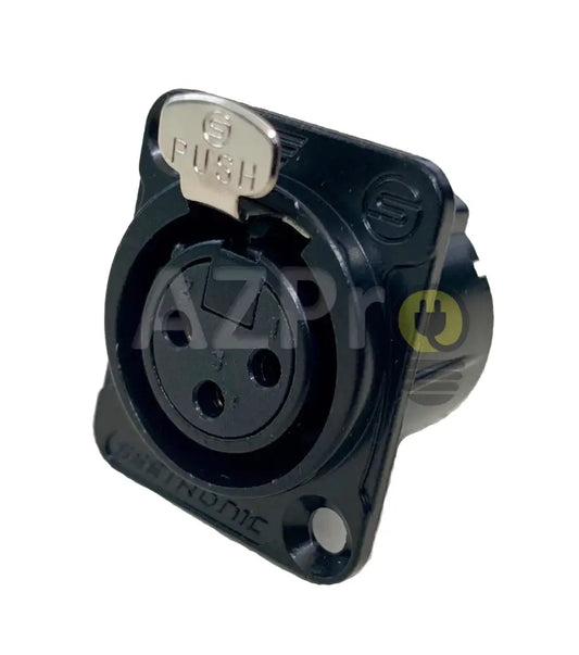 Conector Xlr 3 Pin Hembra Chasis Negro Oro Nc3Fp Seetronic Electrónica > Audio Equipos Para
