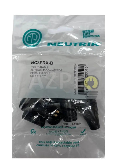 Conector Xlr 3 Pin Hembra Linea Angular Negro Oro NC3FRX-B Neutrik - Electrónica > Audio > Equipos para escenario