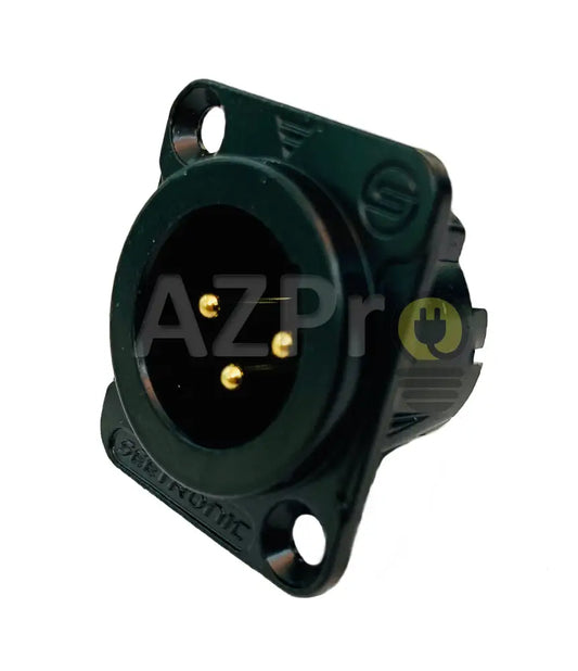 Conector Xlr 3 Pin Macho Chasis Negro Oro Nc3Mp Seetronic Electrónica > Audio Equipos Para Escenario